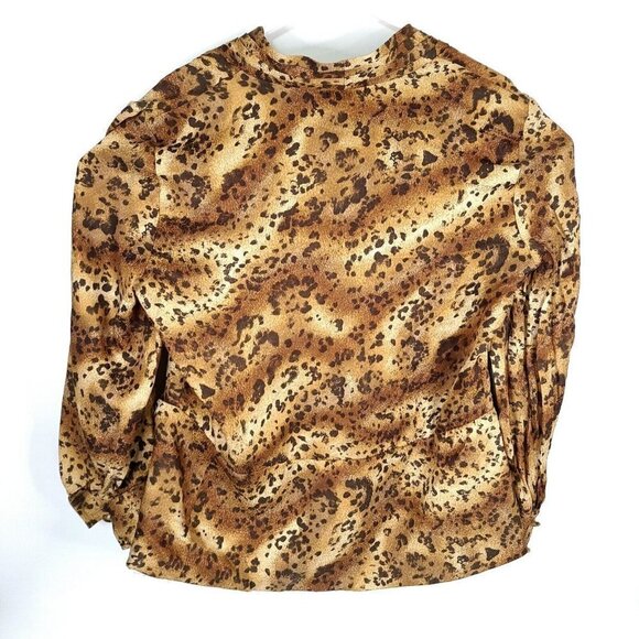 Vintage Francesca Of Damon Leopard Print Silk Blouse Size 12 - Picture 2 of 5